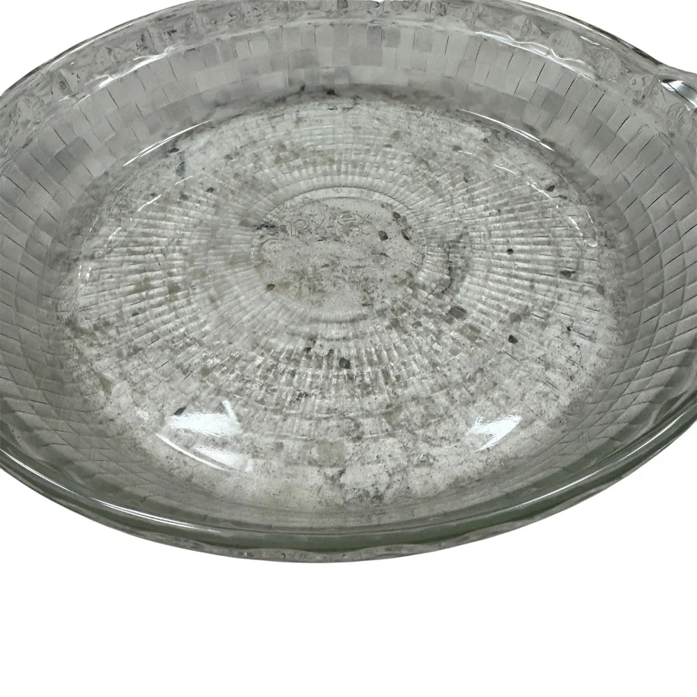 Rare Vintage Pyrex pie plate‎ model 229 -9.5 in clear tempered glass made in USA